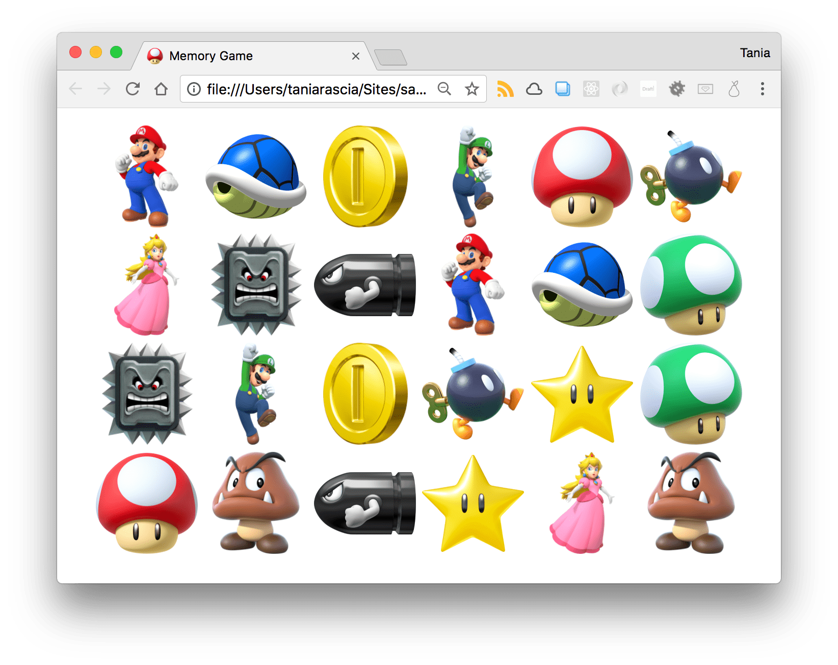 Create a Memory Game (ala Super Mario 3) with JavaScript
